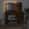 vidaXL Dressing Table with Mirror Lights 2 pcs Brown Engineered Wood