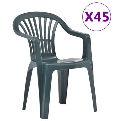 Vidaxl Stackable Garden Chairs 45 Pcs, Patio Plastic Chairs Stackable