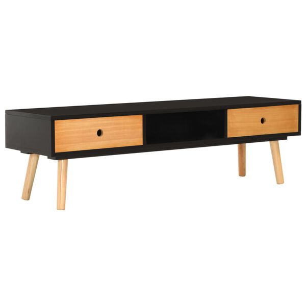 vidaXL TV Cabinet Black 120x35x35 cm Solid Pinewood