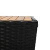 vidaXL Tea Table Black 41.5x41.5x43cm Poly Rattan and Solid Acacia Wood