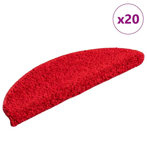 vidaXL Stair Mats 20 pcs 56x17x3 cm Red Half Round