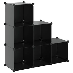 vidaXL Storage Cube Organiser with 6 Cubes Black PP