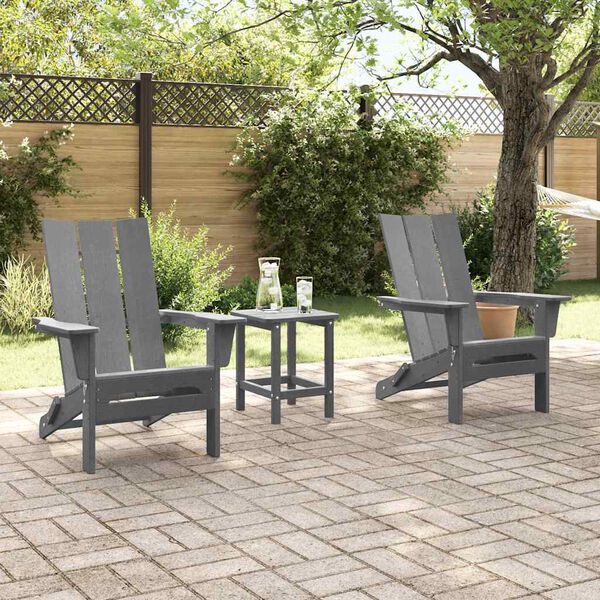 vidaXL Garden Chair 3 pcs Light Grey 80.5 x 74.5 x 92 cm Polyethylene
