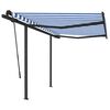 vidaXL Manual Retractable Awning with Posts 3x2.5 m Blue and White