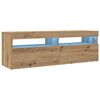 vidaXL TV Cabinet with LED Lights Artisan Oak 120x35x40 cm Engineered Wood