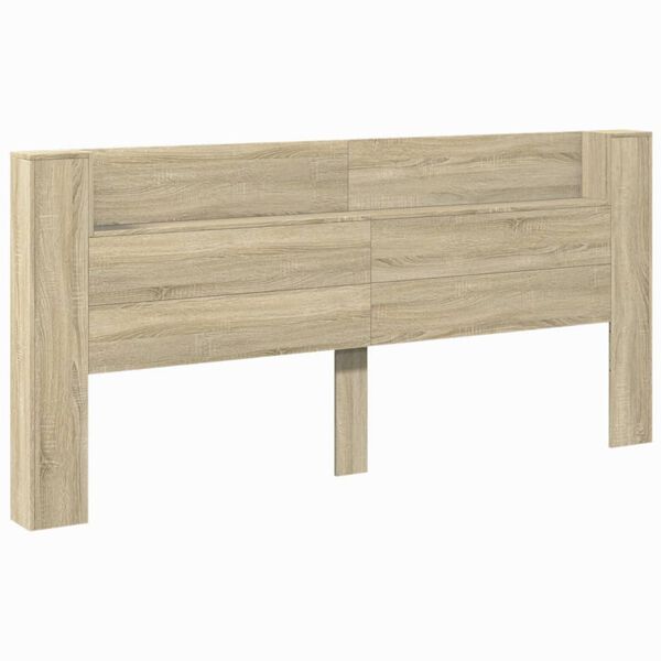 vidaXL Headboard Cabinet with LED Sonoma Oak 220x16.5x103.5 cm