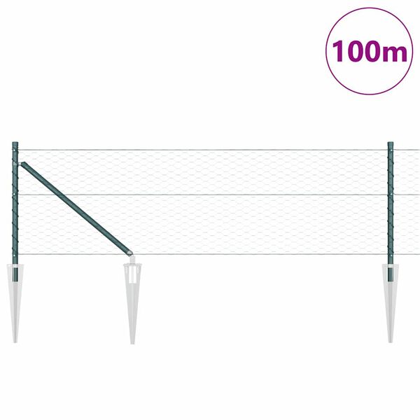 vidaXL Fence Post Green 100 x 0.6 m (36 mm mesh) Steel and PVC