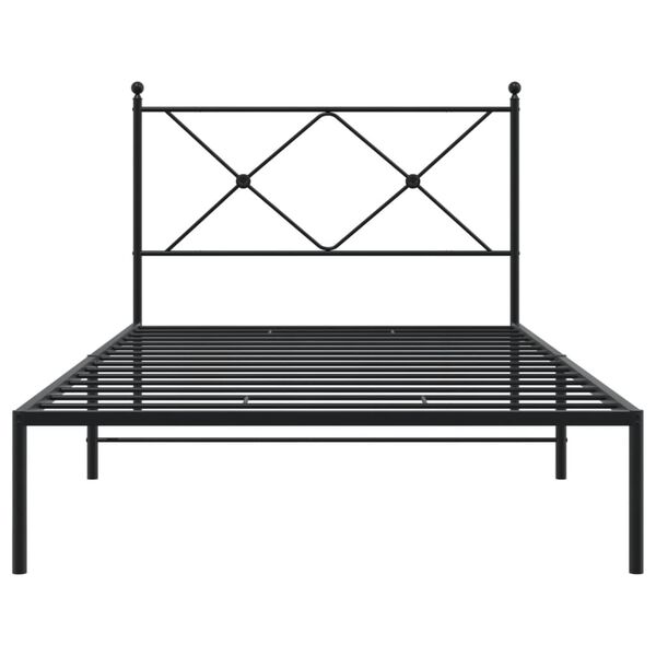 vidaXL Metal Bed Frame without Mattress with Headboard Black 107x203cm