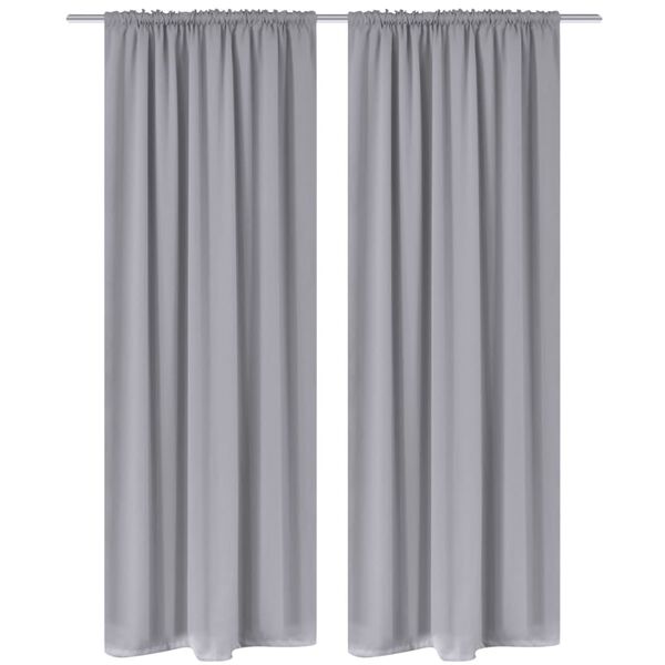 2 pcs Grey Slot-Headed Blackout Curtains 135 x 245 cm