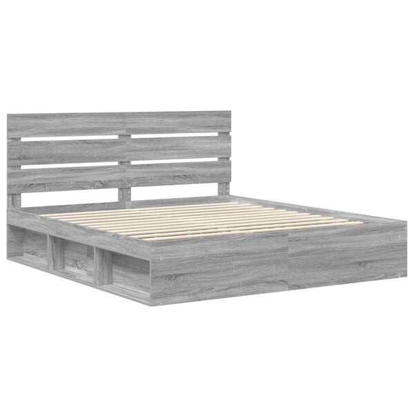 vidaXL Bed Frame Grey Sonoma 180 x 200 cm Solid Pine Wood