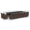 vidaXL Garden Dining Set | Brown and Cream White | PE Rattan | Large | Foldable