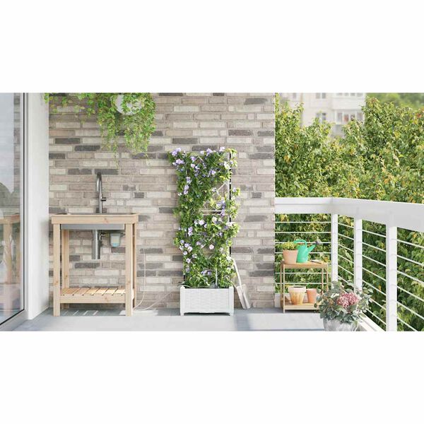 vidaXL Garden Planter White 40 x 40 x 126 cm Plastic