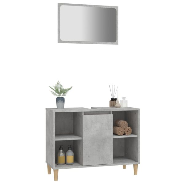 vidaXL 2 Piece Bathroom Furniture Set Concrete Grey Engineered Wood
