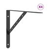 vidaXL Shelf Brackets 4 pcs 40x2.5x25 cm Black Stainless Steel