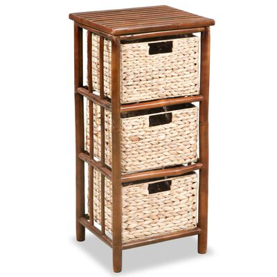 vidaXL Chest of Drawers Bamboo and Water Hyacinth 36x33x80 cm