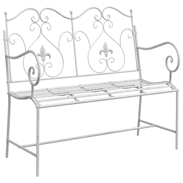 vidaXL Garden Bench White 104 x 54 x 93cm Steel