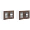 vidaXL Wall Glass Cabinet PORTO 2 pcs Brown Oak 60 x 31 x 40 cm