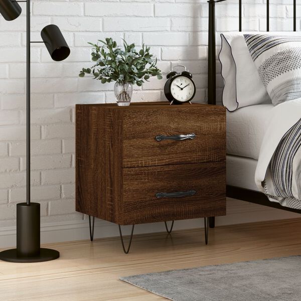 vidaXL Bedside Cabinet Brown Oak 40x35x47.5 cm Engineered Wood