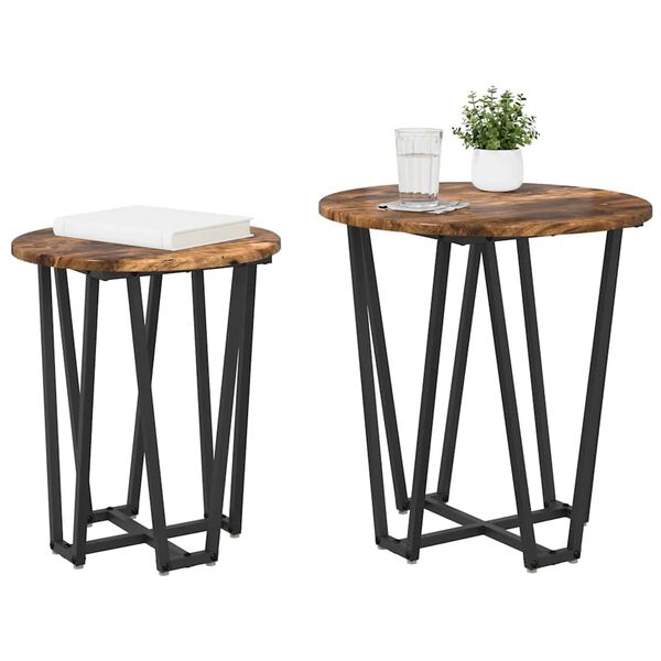 vidaXL Side Table Set 2 pcs Smoked Oak and Black