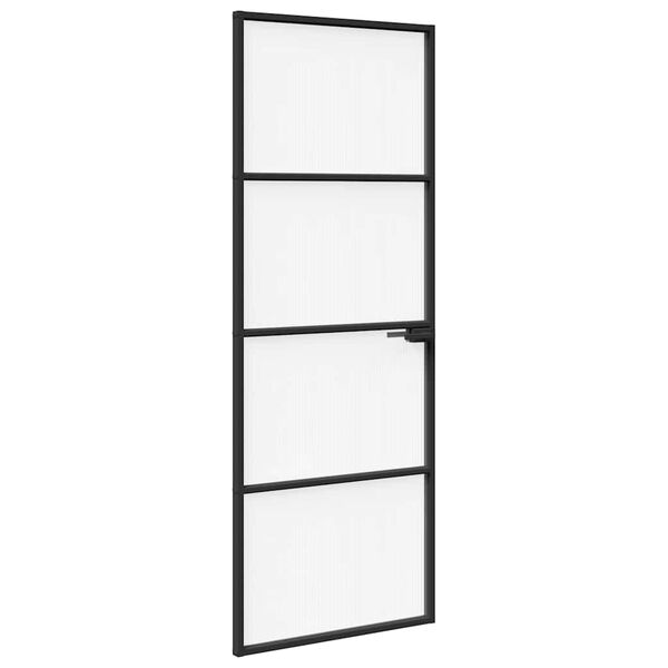 vidaXL Interior Door Black 76x201,5 cm Tempered Glass & Aluminium Slim