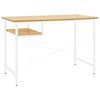 vidaXL Computer Desk White and Light Oak 105x55x72 cm MDF and Metal