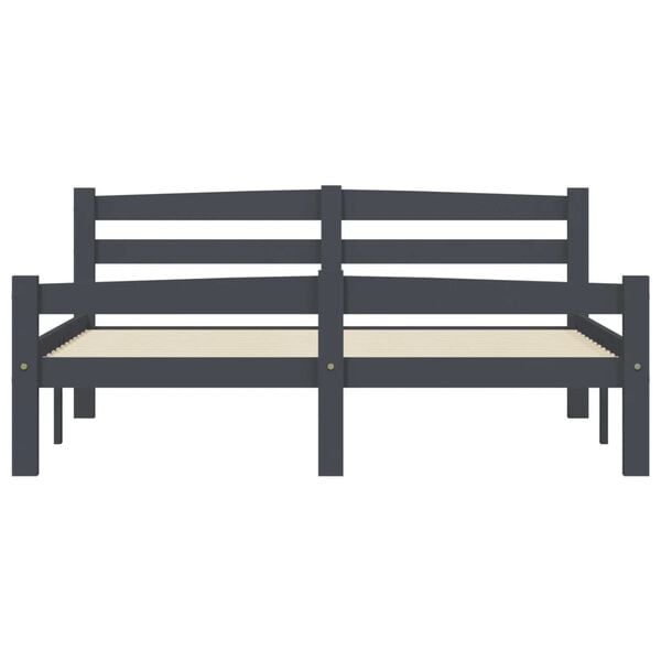 vidaXL Bed Frame without Mattress Dark Grey Solid Pinewood 140x200 cm (322092+2x321990)
