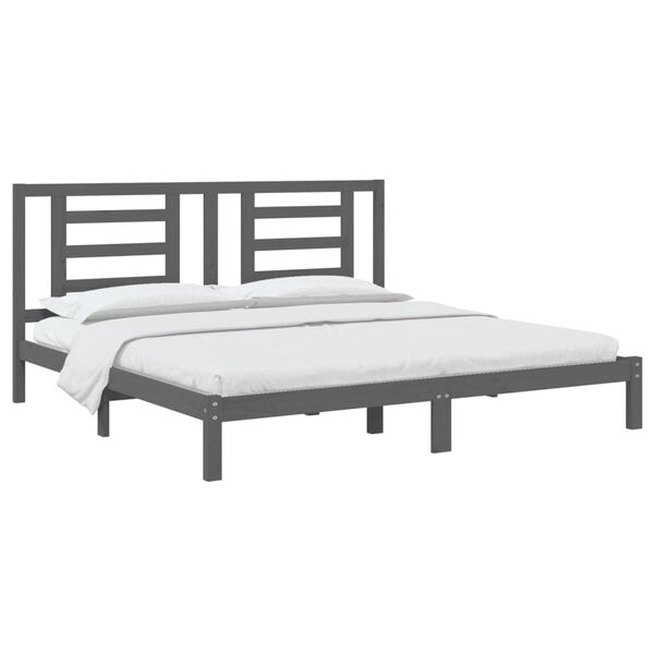 vidaXL Bed Frame without Mattress Grey 200x200 cm Solid Wood Pine