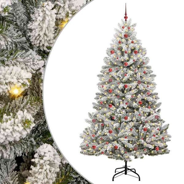 vidaXL Artificial Christmas Tree Green and White 240 cm PVC and Metal