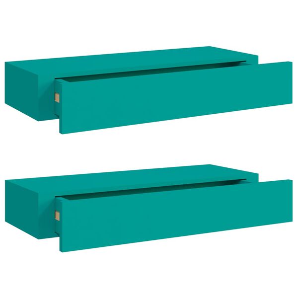 vidaXL Wall-mounted Drawer Shelves 2 pcs Blue 60x23.5x10cm MDF