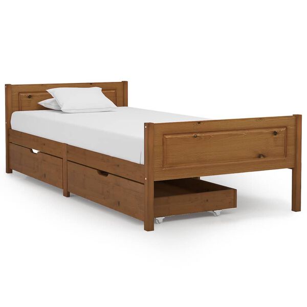 vidaXL Bed Frame without Mattress Honey Brown Solid Wood 90x200 cm (322110+321987)
