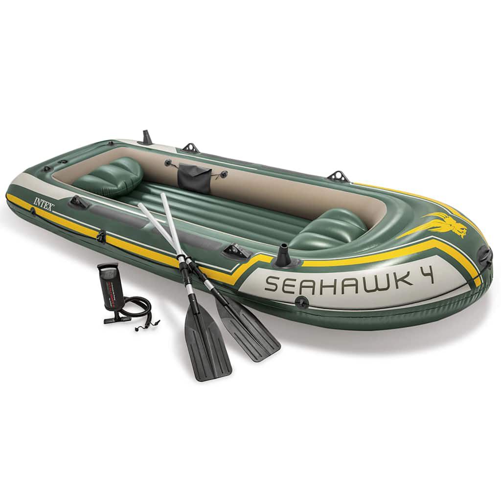 新品　INTEX 4人乗り ゴムボート  SEAHAWK4　シーホーク4 Intex Seahawk 4 Set Inflatable Boat with Oars and Pump 68351NP