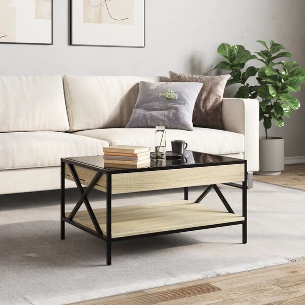 vidaXL Coffee Table with Infinity LED Sonoma Oak 70x50x38 cm