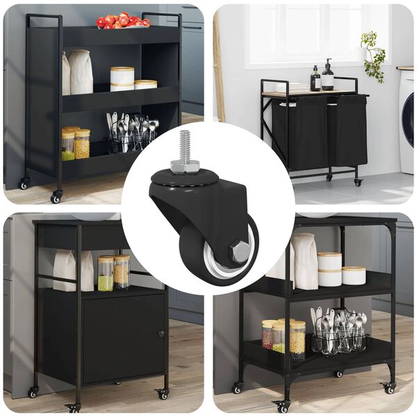 vidaXL Swivel Castor 12 pcs Black 40.4 x 40.4 x 19.7 mm Iron and nylon