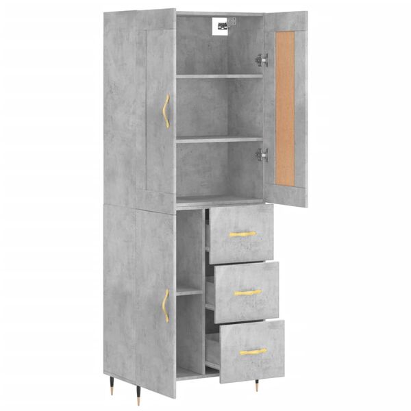 vidaXL Highboard Concrete Grey 69.5x34x180 cm Engineered Wood