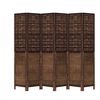 vidaXL Room Divider 6 Panels Dark Brown Solid Wood Paulownia