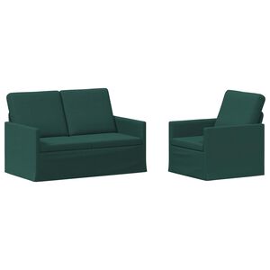 vidaXL Sofa Set 2 pcs Dark Green Fabric