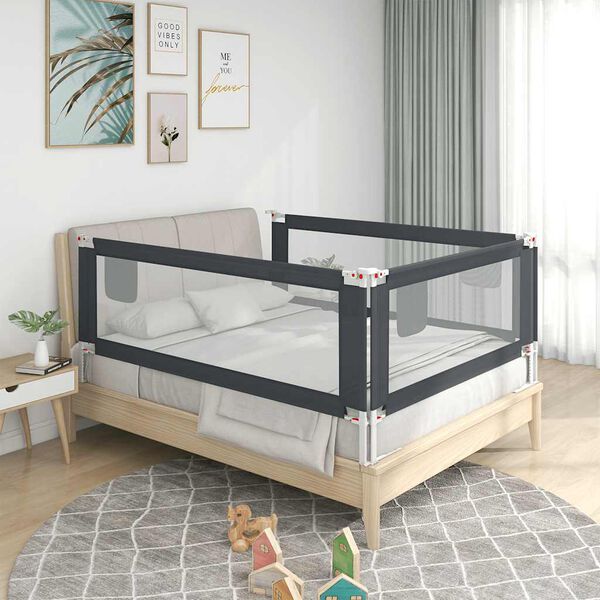 vidaXL Toddler Safety Bed Rail Dark Grey 150x25 cm Fabric
