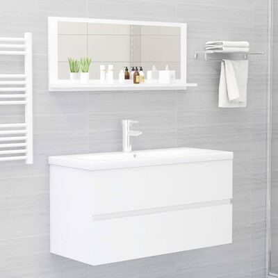 vidaXL Bathroom Mirror High Gloss White 90x10.5x37 cm Engineered Wood