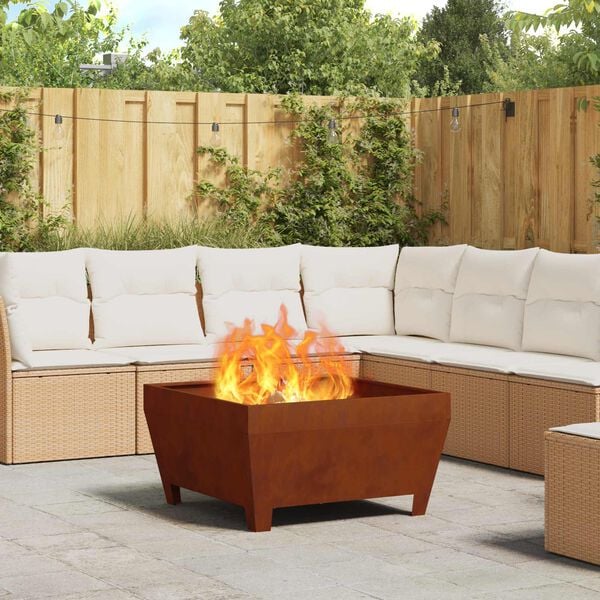 vidaXL Fire Pit Brown 80 x 80 x 43 cm Weathering Steel