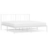 vidaXL Metal Bed Frame without Mattress with Headboard White 200x200cm