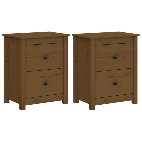 vidaXL Bedside Cabinets 2 pcs Honey Brown 50x35x61.5 cm Solid Wood Pine
