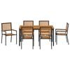 vidaXL Garden Dining Set 7 pcs Black and Brown Poly Rattan