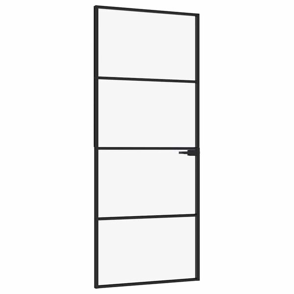 vidaXL Interior Door Black 83x201.5 cm Tempered Glass&Aluminium