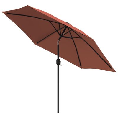 vidaXL Outdoor Parasol with LED Lights and Steel Pole 300 cm Terracotta