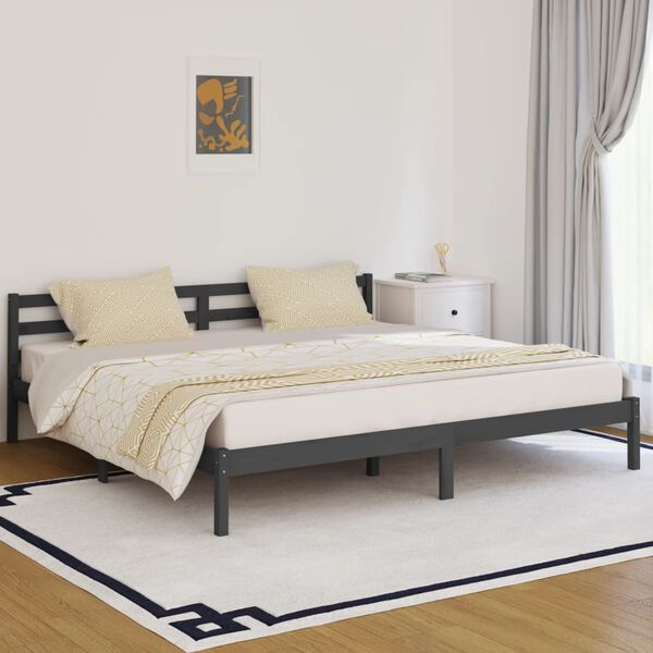 vidaXL Bed Frame without Mattress Solid Wood Pine 200x200cm Grey