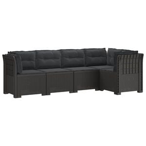 vidaXL 5-Seater Garden Sofa with Cushions Rattan Look PP Light Grey