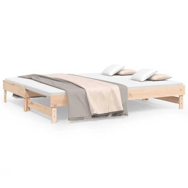 vidaXL Pull-out Day Bed without Mattress 2x(80x200) cm Solid Wood Pine