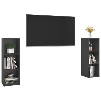 vidaXL TV Cabinets 2 pcs Grey 107x35x37 cm Engineered Wood