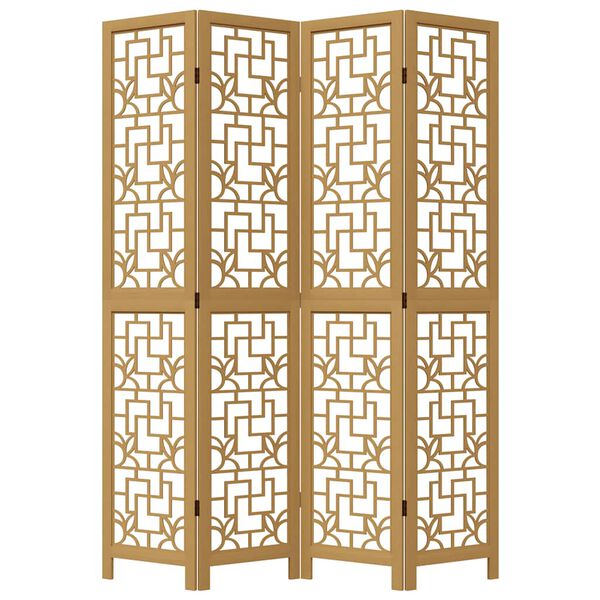 vidaXL Room Divider 4 Panels Brown Solid Wood Paulownia