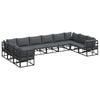 vidaXL Garden Sofa Set with Cushion 10 pcs Black Aluminium